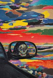 Moritz Schleime, Rearview Mirror, 2022, olieverf en lak op doek, 90 × 60 cm