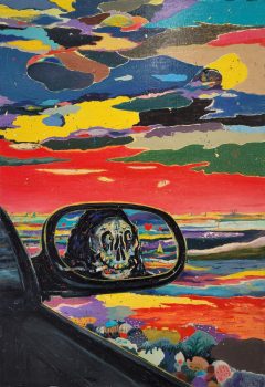 Moritz Schleime, Rearview Mirror, 2022, olieverf en lak op doek, 90 × 60 cm