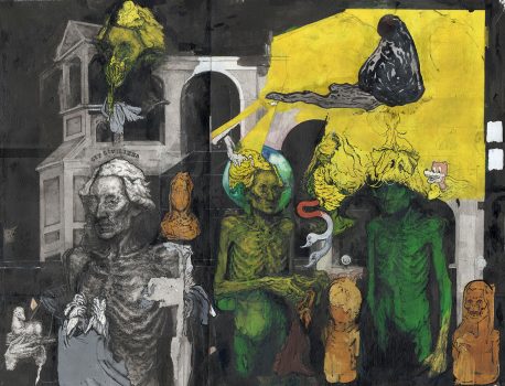 Nathan Henderson, Remains II, 2021, ink, pencil, watercolour on paper, 47 x 61 cm