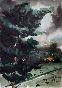Nour-Eddine Jarram, 2024, no title (Usselo), watercolour on paper, 29,7 x 21 cm