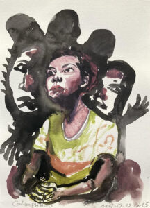 Nour-Eddine Jarram, Contemplations, 2025, watercolour on paper, 29 x 21,5 cm