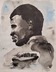 Nour-Eddine Jarram, En Plein Soleil, 2024, watercolour on paper, 65 x 50 cm