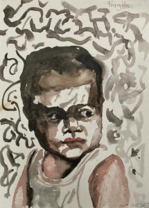 Nour-Eddine Jarram, Fragile, 2025, watercolour on paper, 29 x 21,5 cm