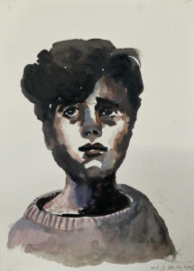 Nour-Eddine Jarram, Incertitude, 2025, watercolour on paper, 29 x 21,5 cm