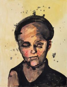 Nour-Eddine Jarram, Marked By Life, 2025, watercolour on paper, 150 x 119 cm