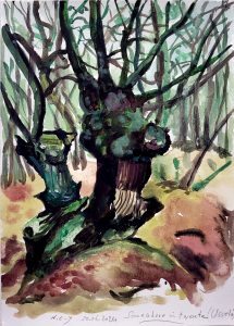 Nour-Eddine Jarram, 2024, Somewhere in Twente (Usselo), watercolour on paper, 29,7 x 21 cm