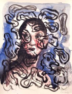 Nour-Eddine Jarram, no title, 15-01-2026, watercolour on paper, 65 x 50 cm