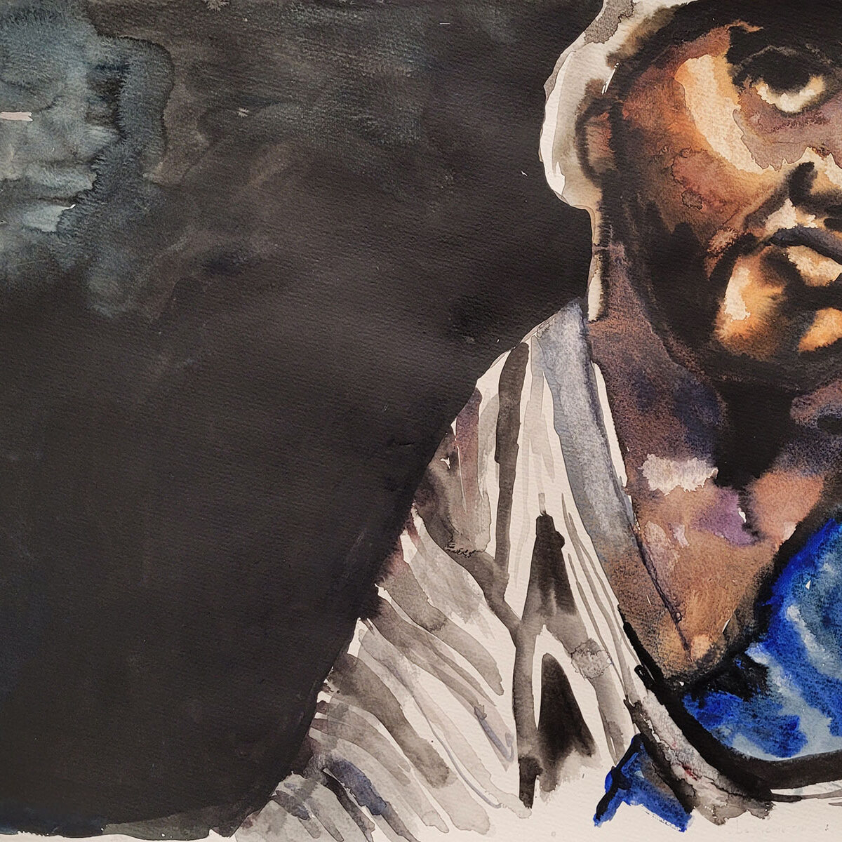 Nour-Eddine Jarram, no title, 2024, watercolour on paper, 50 x 65 cm