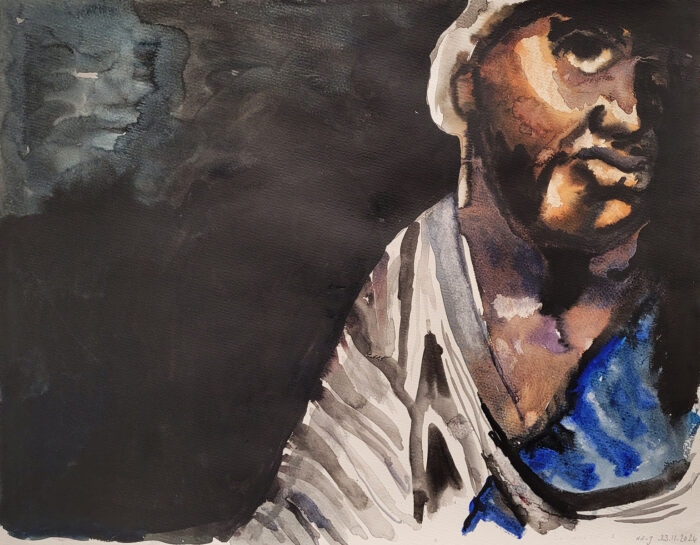 Nour-Eddine Jarram, no title, 2024, watercolour on paper, 50 x 65 cm