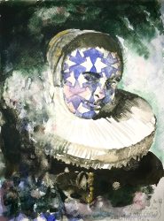 Nour-Eddine Jarram, no title (Beatrix van der Laan, after Frans Hals), 2021, watercolour on paper, 29,7 x 21 cm