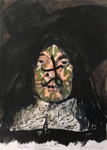 Nour-Eddine Jarram, no title, after Frans Hals (Regent), 2021, watercolour on paper, 29,7 x 21 cm