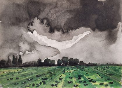 Nour-Eddine Jarram, 2024, no title (Usselo), watercolour on paper, 21 x 29,7 cm