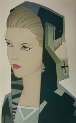 Peter Vos, Girl with dragon cloack (Sieglinde), 2021, oilpaint on linen, 130 x 90 cm