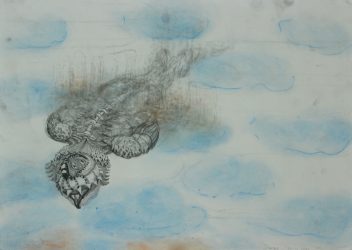 Robbie Cornelissen, Ikaros, 2023, coloured pencil, graphite, watercolour on paper, 29,7 x 42 cm