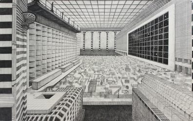 Robbie Cornelissen, The Waiting Room Europe, 2015, pencil on paper, 120 x 200 cm
