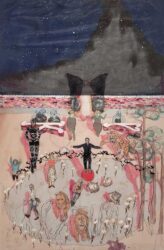 Rubens Praeg, Zirkus Zufalli, 2020, oil paint on canvas, 148 x 69 cm