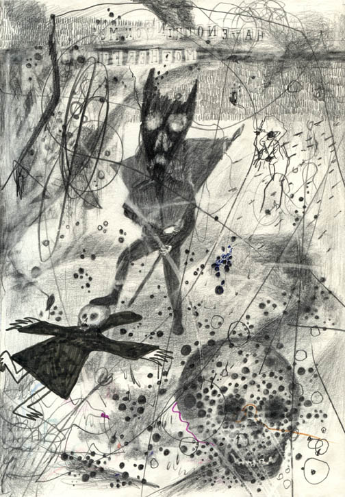 Sebastiaan Schlicher, Warzone, 2012, pencil & felt-tip on paper, 29 x 19 cm