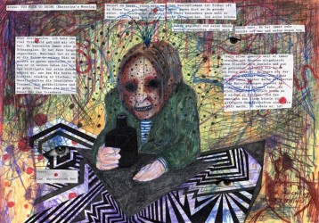 Sebastiaan Schlicher. Marionettenbar, 2012, mixed media on paper, 30 x 43 cm