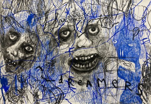 Sebastiaan Schlicher, Echo Mainstream, 2024, mixed media on paper, 106 x 150 cm