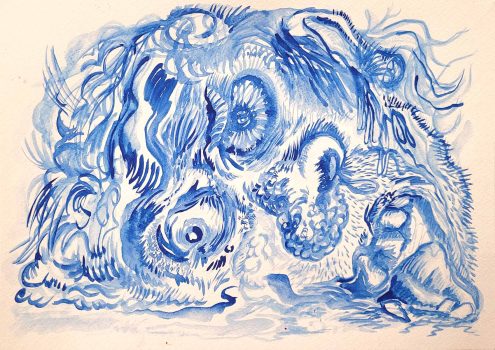 Sebastiaan Schlicher, Recalibrated landscape, the new bucolic scene, 2023, watercolour on paper, 21 x 30 cm