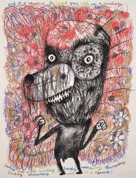 Sebastiaan Schlicher, Running in the family, 2023, mixed media on paper, 35 x 27 cm