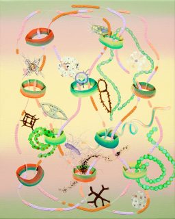 Simone Albers, Mikros Magistralis 9, 2023, acrylic and sand on linen, 50 x 40 cm