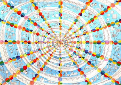 Stan Klamer, no title (spiral), 2025, pencil watercolour on paper, 70 x 100 cm