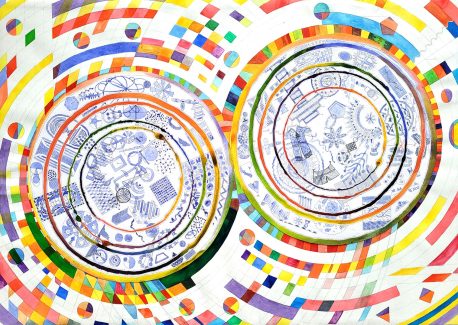 Stan Klamer, no title (circles 1), 2025, pencil, watercolour on paper, 70 x 100 cm