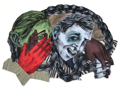 Susanna Inglada, Como te atreves, 2024, charcoal on coloured paper, 50 x 66 cm