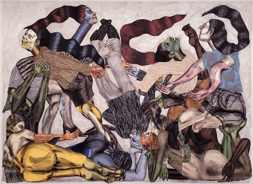 Susanna Inglada, The City, 2023, charcoal, acrylic, pastel on coloured, collaged paper, 245 x 400 cm