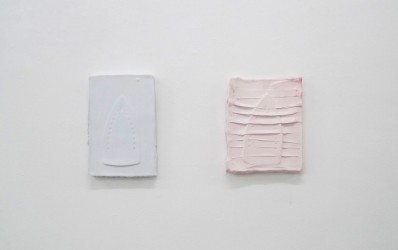 Elsbeth Ciesluk. Ironworks, 2015, cast plaster, pigment, 29 x 20 x 2cm / 27 x 22 x 2 cm