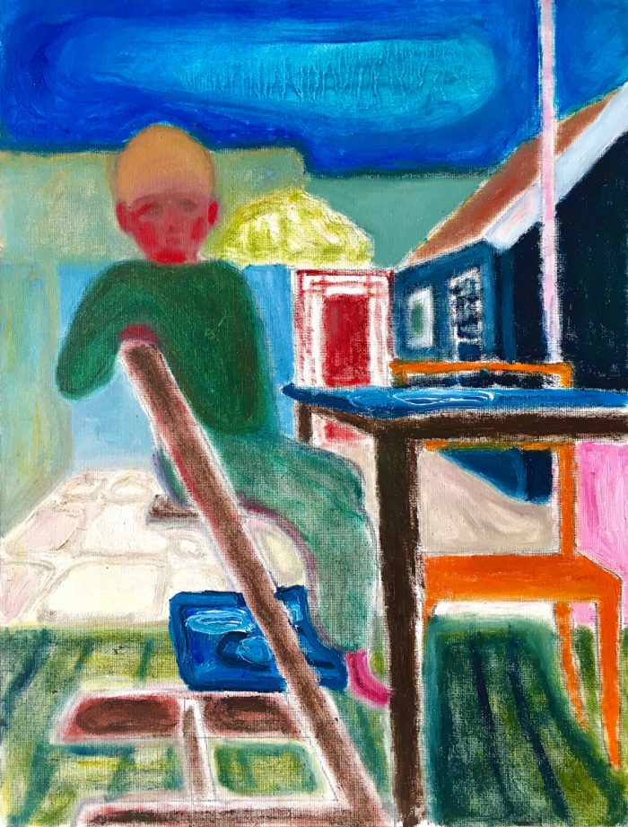 Axel Linderholm, Trip Trap Toetje, 2024, oil paint on panel, 40 x 30 cm