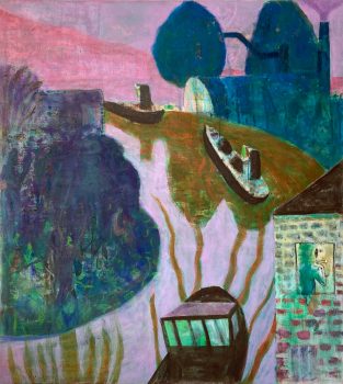 Derk Thijs, no title (boats), 2025, oil paint on linen, 145 x 130 cm