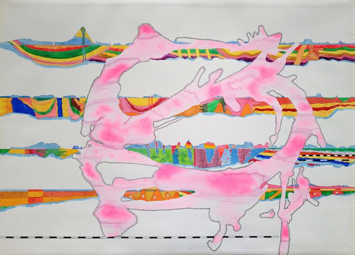 Stan Klamer, Paper Landscape, 2025, pencil, water colour on paper, 70 x 100 cm