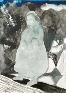 Nour-Eddine Jarram, Loneliness, 2025, watercolour on paper, 29 x 21,5 cm