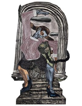 Susanna Inglada, Quién Diría, 202, charcoal, pastel on coloured paper, 248 x 136 cm